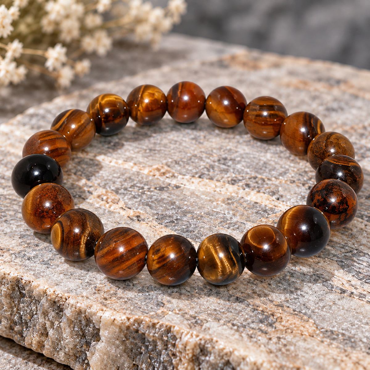 Natural Tiger Eye Unisex Bracelet for Protection, Courage & Good Luck Stone UBB1010_A