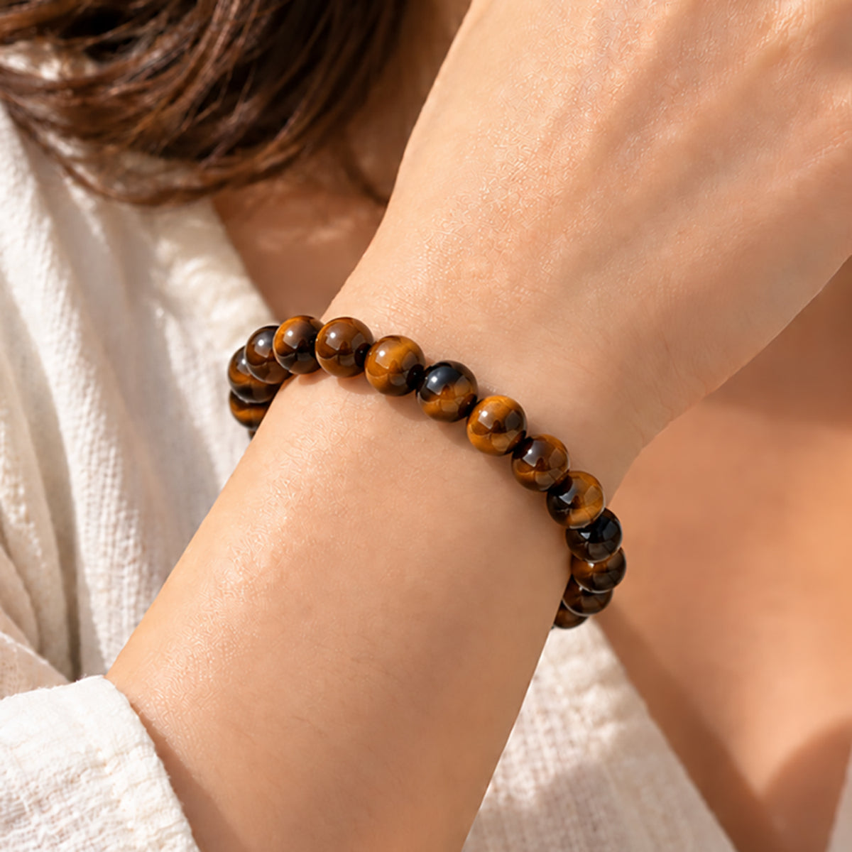 Natural Tiger Eye Unisex Bracelet for Protection, Courage & Good Luck Stone UBB1010_A