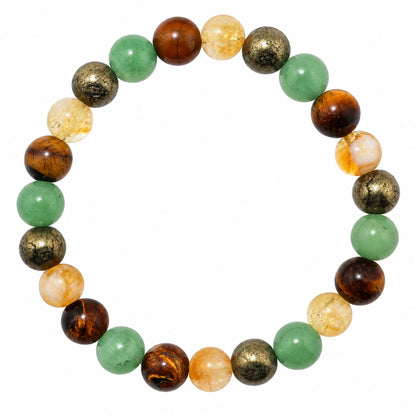 Natural Tiger Eye, Green Aventurine & Pyrite Unisex Bracelet for Prosperity UBB1011_A