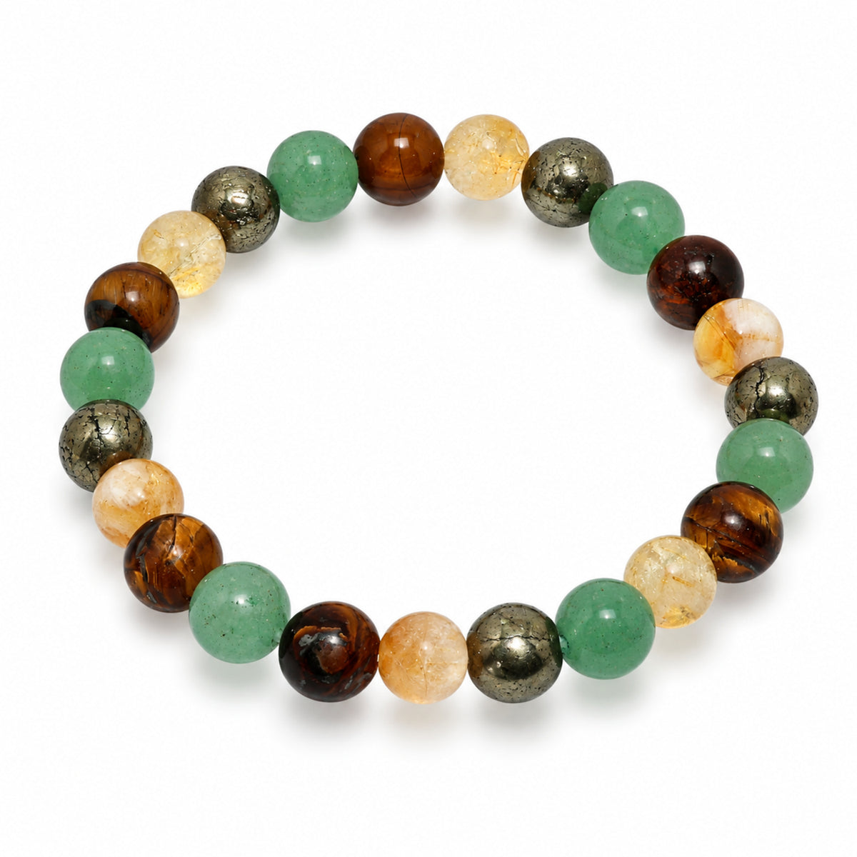 Natural Tiger Eye, Green Aventurine & Pyrite Unisex Bracelet for Prosperity UBB1011_A