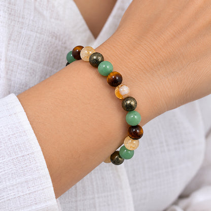 Natural Tiger Eye, Green Aventurine & Pyrite Unisex Bracelet for Prosperity UBB1011_A