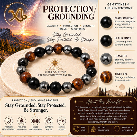 Natural Black Onyx Hematite & Tiger Eye Unisex Bracelet for Protection/Grounding UBB1012_A