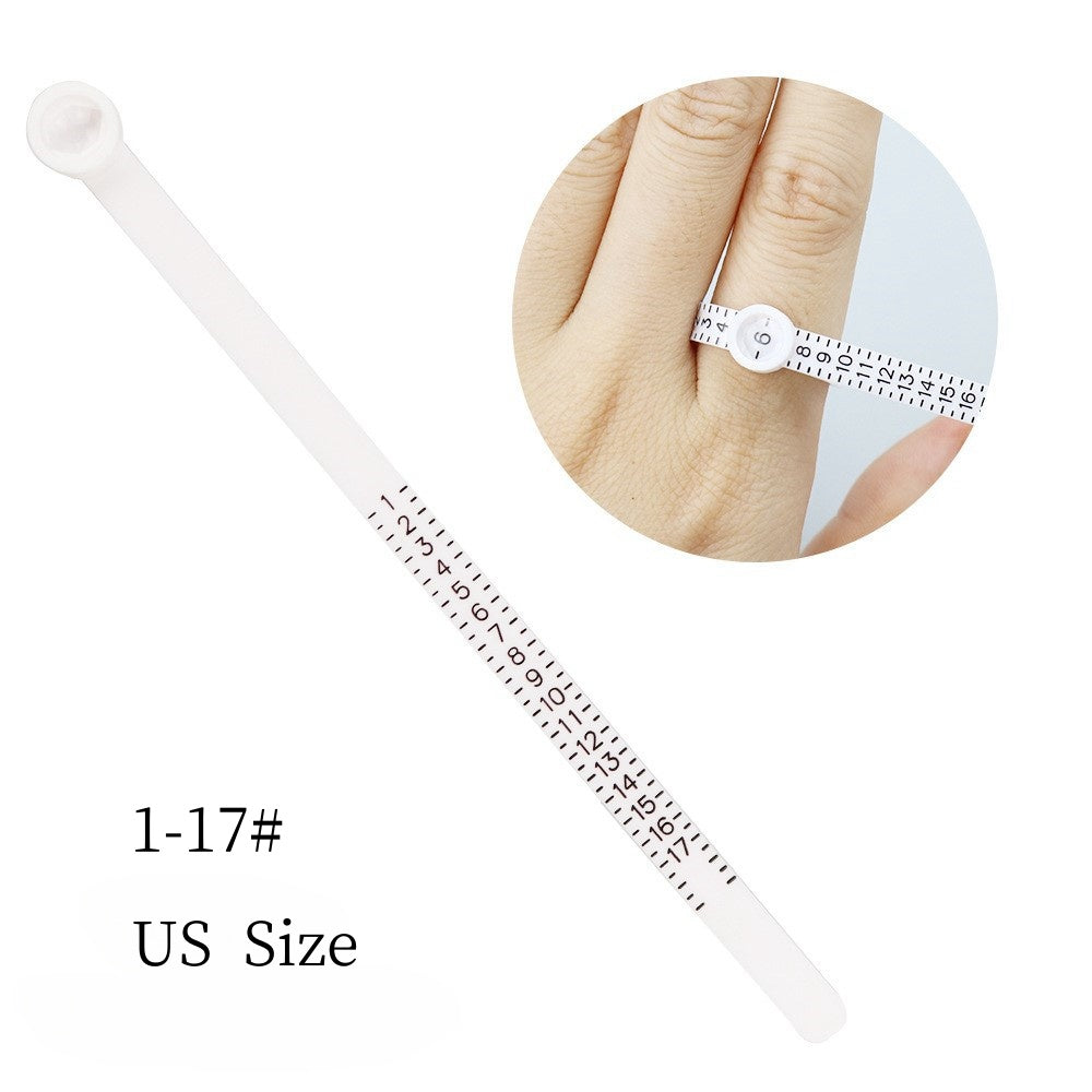 1 Pcs Ring Sizer Measuring Set, Reusable Finger Size Ruler White ZA1004