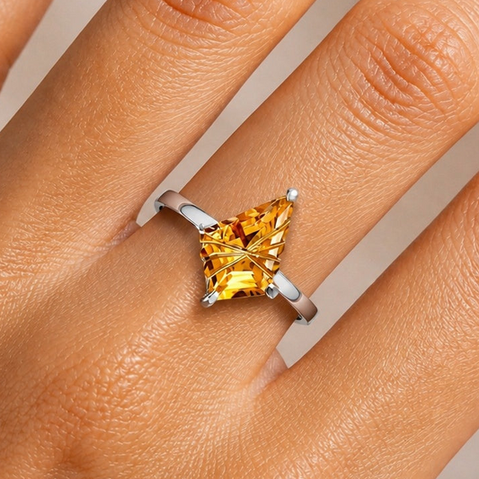 925 Sterling Silver Unique Faceted Gemstone Statement Ring for Women AGR1008 R-1019