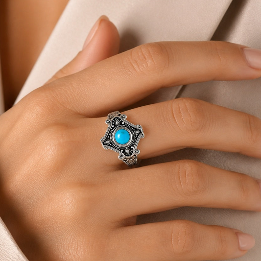 Ethnic Gemstone Silver Ring | Artisan 925 Sterling Handmade Jewelry AGR1027 R-1734