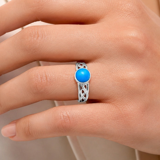 Boho Bezel Gemstone Ring in 925 Sterling Silver Vintage Band Design AGR1009 R-1161