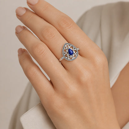 Handcrafted Triangle Gemstone Ring for Women - 925 Sterling Silver AGR1012 R-1038