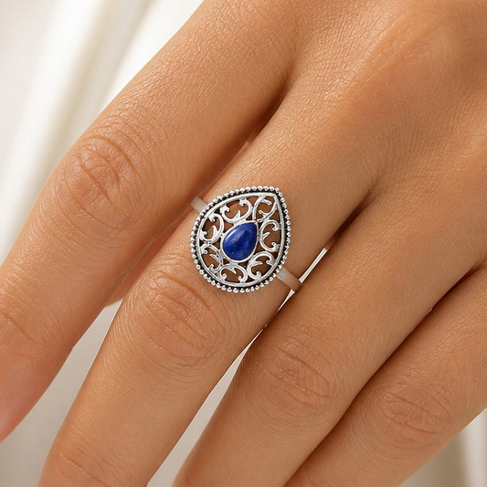 Handcrafted Triangle Gemstone Ring for Women - 925 Sterling Silver AGR1012 R-1038