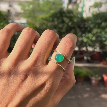 18K Gold Plated Round Gemstone Double Band Ring Jewelry for Women TGR1010 RM1742