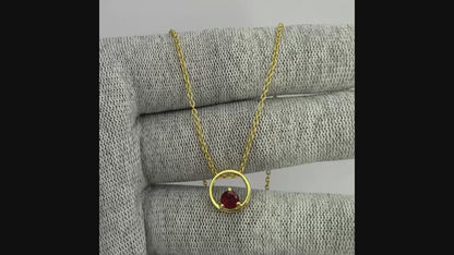18K Gold Plated Round Colorful Gemstone Circle Necklace for Women TGN1018 NM-1047