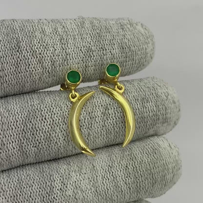 Celestial Crescent Moon Birth Gemstone Earrings in 18K Gold Plated TGE1023 EM-1267