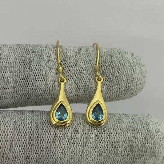 Elegant Handcrafted Teardrop Gemstone Earrings 18K Gold Plated TGE1022 EM-1278