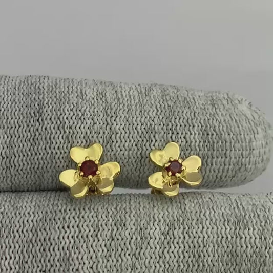 Dainty 18K Gold Plated Floral Colorful Gemstone Stud Earrings TGE1021 EM-1277