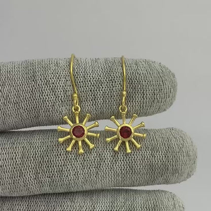 18K Gold Plated Radiant Sun Colorful Gemstone Earrings for Women TGE1044 EM-1288