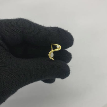 18K Gold Plated Fluid Wave Ring with CZ Accent – Trendy Modern Jewelry TGR1064 RM-1786