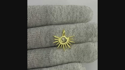 18K Gold Plated Sun Burst Gemstone Pendant Minimalist Jewelry TGP1004 PM-1746