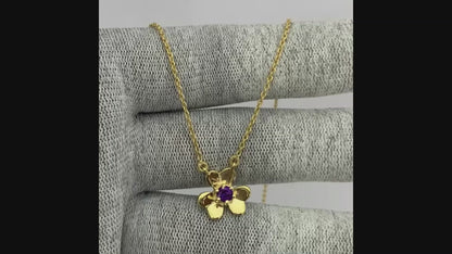 18K Gold Plated Gemstone Flower Design Necklace Dainty Jewelry TGN1006 NM-1035