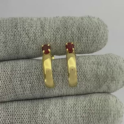 18K Gold Plated Gemstone Stud Hoop Earrings for Women, Minimalist TGE1031 EM-1285