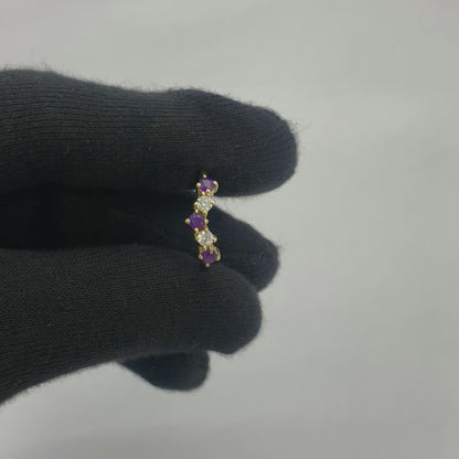 18K Gold Plated Crown Five-Stone Ring – Dainty Gemstone Stacking Band TGR1059 RM-1782