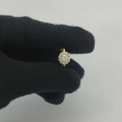 18K Gold Plated Halo Ring Round Gemstone with Sparkling CZ Accents TGR1061 RM-1784