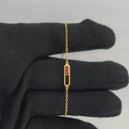 Minimal 18K Gold Plated Gemstone Bar Bracelet – Handmade Jewelry TGB1007 BM-1055