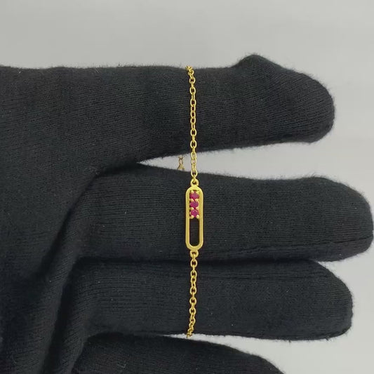 Minimal 18K Gold Plated Gemstone Bar Bracelet – Handmade Jewelry TGB1007 BM-1055