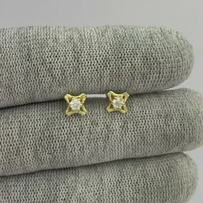 18K Gold Plated Round Gemstone Earrings for Women, Classic Studs TGE1036 EM-1291