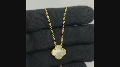 18K Gold Plated Clover Necklace Jewelry with Tiger Eye/Onyx/MOP Stone TGN1012 NM-1041