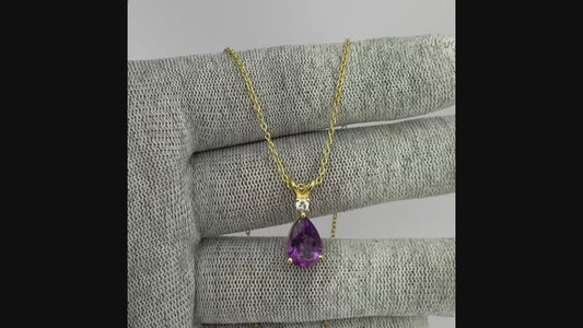 18K Gold Plated Pear Cut Gemstone Necklace Jewelry Everyday Wear TGN1011 NM-1040