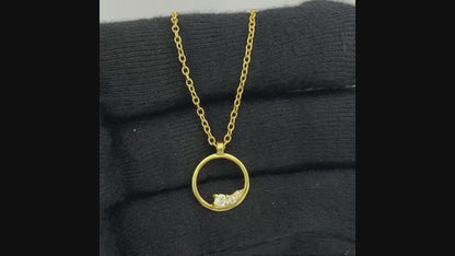 18K Gold Plated Open Circle Necklace Jewelry with Clustered Gemstones TGN1016 NM-1045