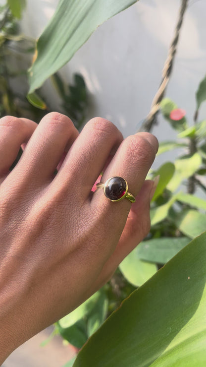 18K Gold Plated Cabochon Birthstone Ring Jewelry – Elegant Minimal TGR1023 RM-1004