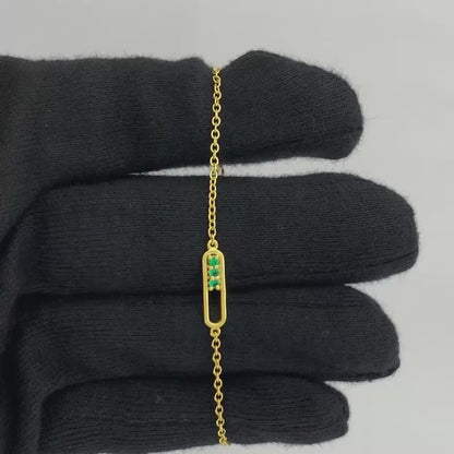 Minimal 18K Gold Plated Gemstone Bar Bracelet – Handmade Jewelry TGB1007 BM-1055
