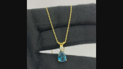18K Gold Plated Pear Cut Gemstone Necklace Jewelry Everyday Wear TGN1011 NM-1040