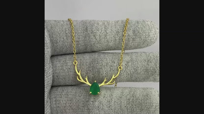 18K Gold Plated Antler Birthstone Necklace Jewelry for Women TGN1017 NM-1046