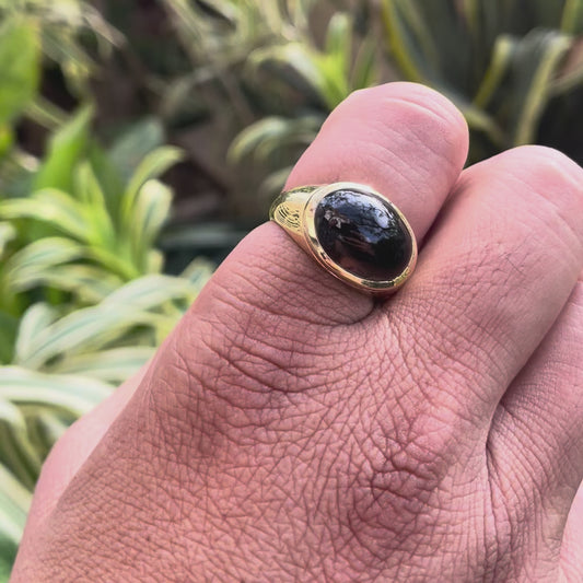 18K Gold Plated Oval Gemstone Statement Ring Jewelry Elegant Style TGR1003 RM-1115