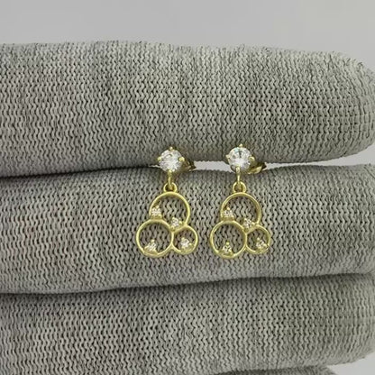 18K Gold Plated Gemstone Circle Drop Earrings for Women, Elegant TGE1037 EM-1293