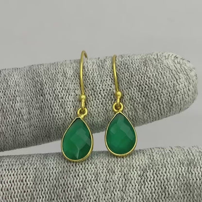 18K Gold Plated Faceted Teardrop Gemstone Earrings – Desiregem USA TGE1020 EM-1005