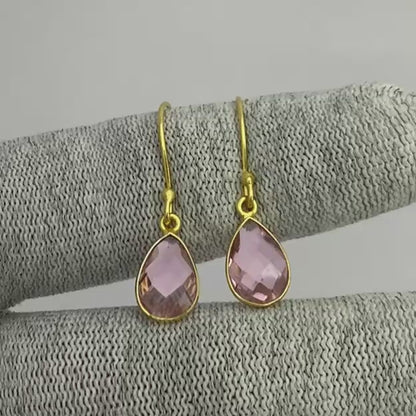 18K Gold Plated Faceted Teardrop Gemstone Earrings – Desiregem USA TGE1020 EM-1005