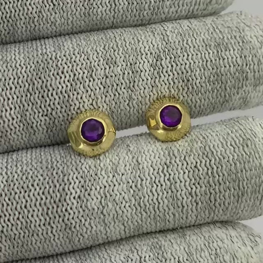 Handcrafted Classic Round Gemstone Stud Earrings in 18K Gold Plated TGE1025 EM-1276