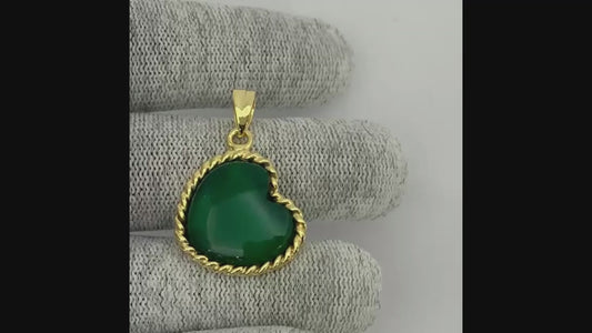 18K Gold Plated Heart Shaped Gemstone Charm Pendant Jewelry TGP1009 PM-1742