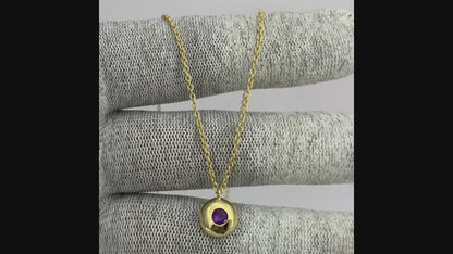 18K Gold Plated Gemstone Charm Necklace Jewelry Minimal Style TGN1003 NM-1032