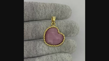 18K Gold Plated Heart Shaped Gemstone Charm Pendant Jewelry TGP1009 PM-1742