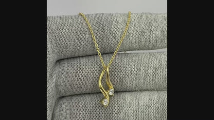 18K Gold Plated Two Stone Swirl Pendant Necklace Jewelry for Women TGN1010 NM-1036