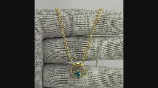18K Gold Plated Round Colorful Gemstone Circle Necklace for Women TGN1018 NM-1047