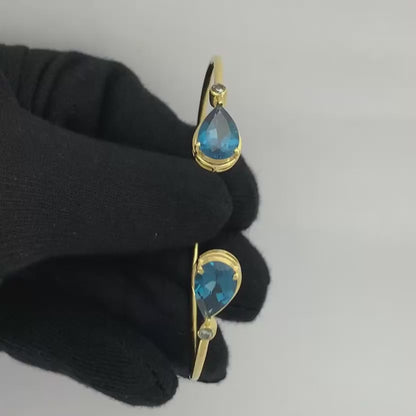 18K Gold Plated Pear Cut Gemstone with CZ Bangle Bracelet for Women TGB1003 BM-1051