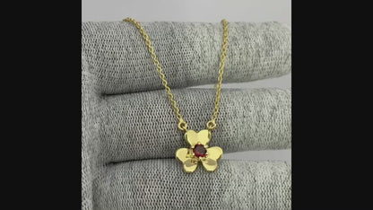 18K Gold Plated Gemstone Flower Design Necklace Dainty Jewelry TGN1006 NM-1035