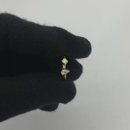 18K Gold Plated Dual Gem Ring – Pear + Round Cut Modern Stacking Band TGR1066 RM-1788