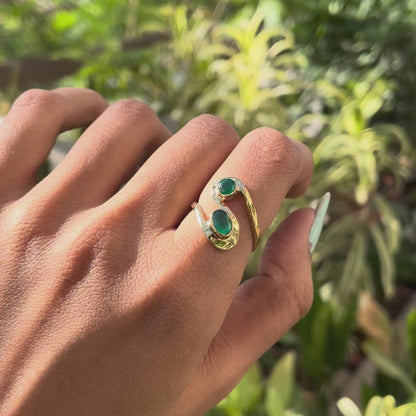 18K Gold Plated Dual Colorful Gemstone Wrap Ring Fashion Jewelry TGR1007 RM-1039