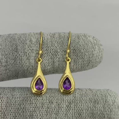 Elegant Handcrafted Teardrop Gemstone Earrings 18K Gold Plated TGE1022 EM-1278