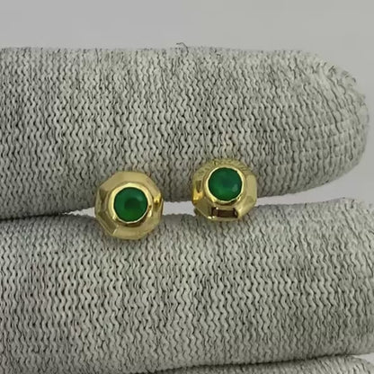 Handcrafted Classic Round Gemstone Stud Earrings in 18K Gold Plated TGE1025 EM-1276